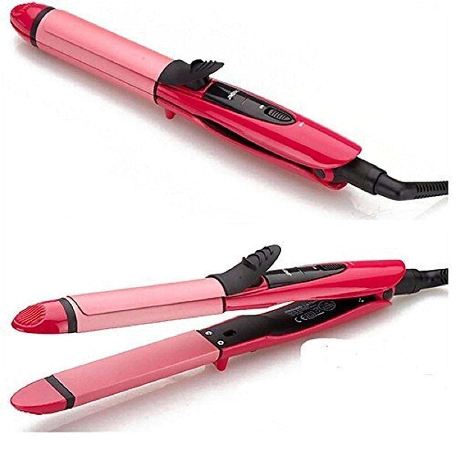2-in-1 Hair Straightener and Curler.