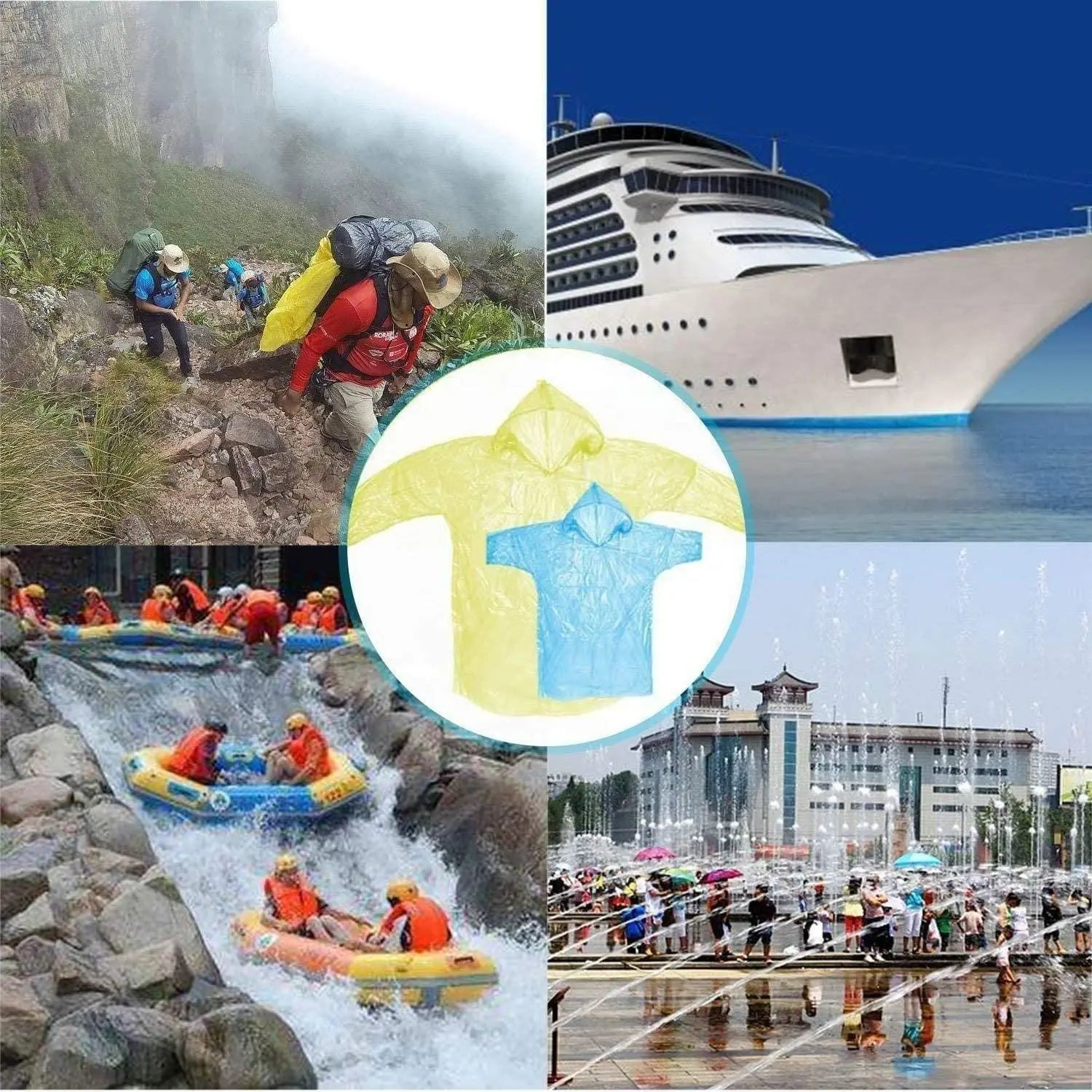 FULLY Reusable Wallet Rain Card Rain Coat for Adults (Set of 5) Multicolour.