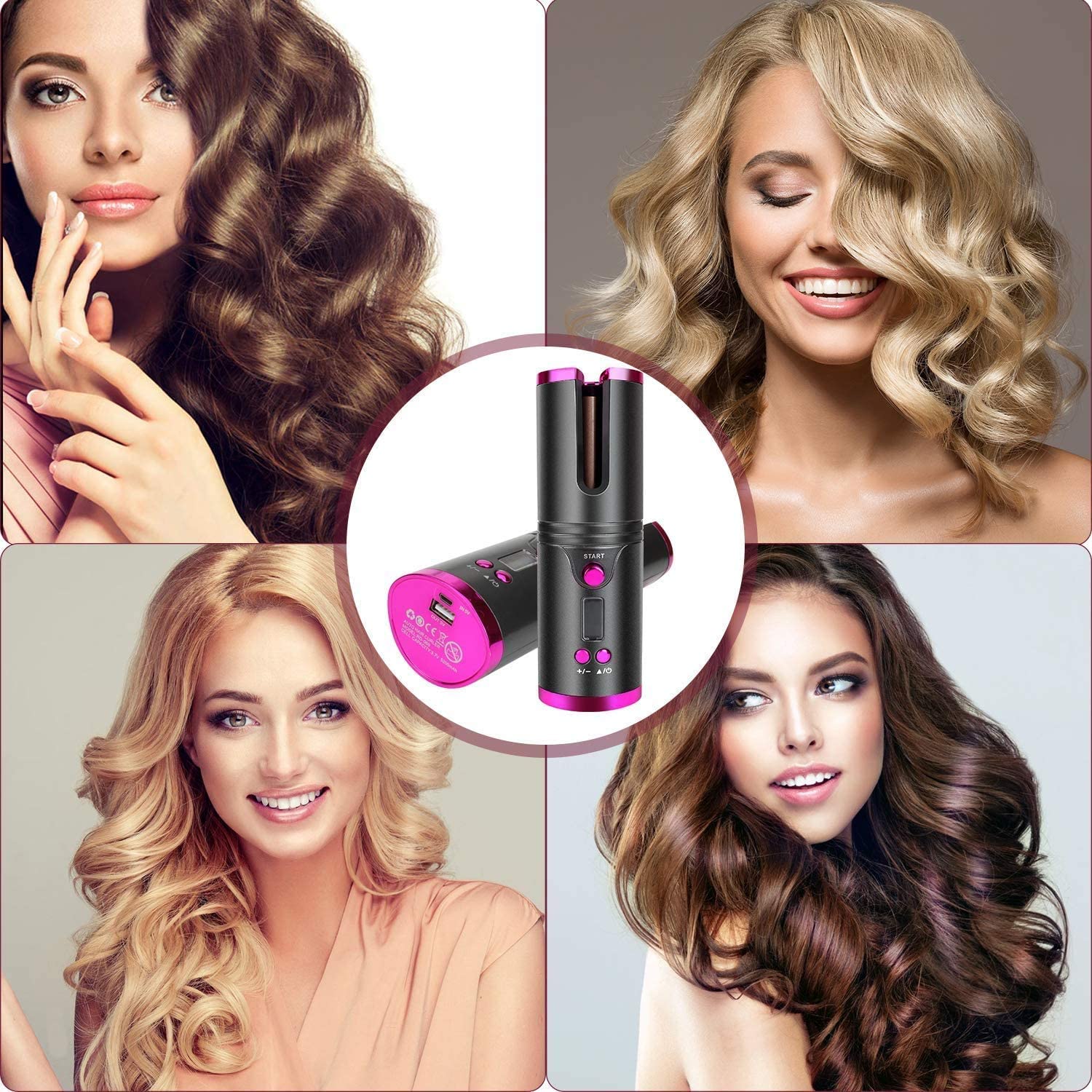 Cordless Automatic Hair Curler with LCD Display.