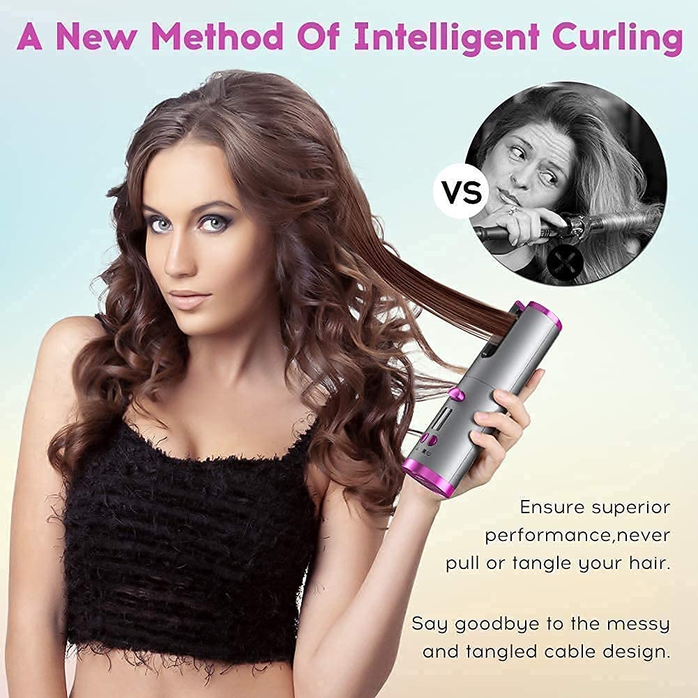Cordless Automatic Hair Curler with LCD Display.