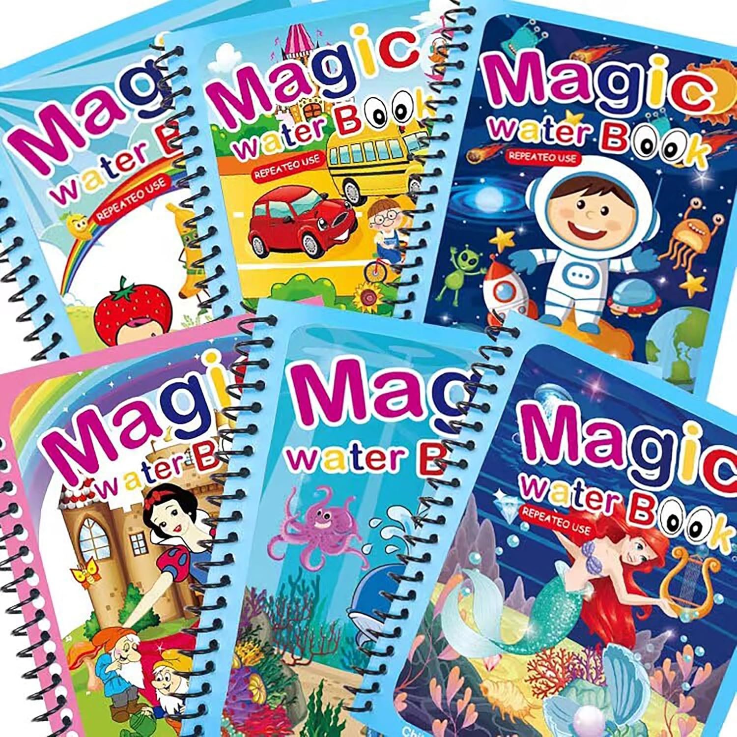 Magic Water Colouring Books (4 books + 4 Pens).