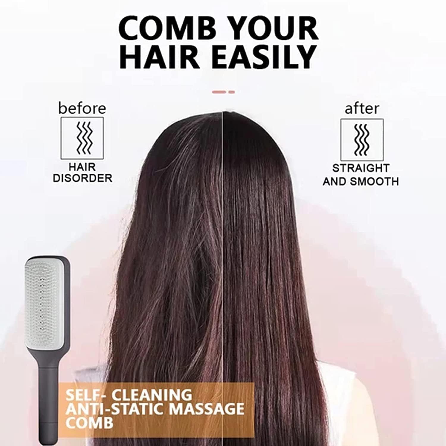 4 - in - 1 Self - Cleaning Detangling Hairbrush - Hair Fashion - Shoparc