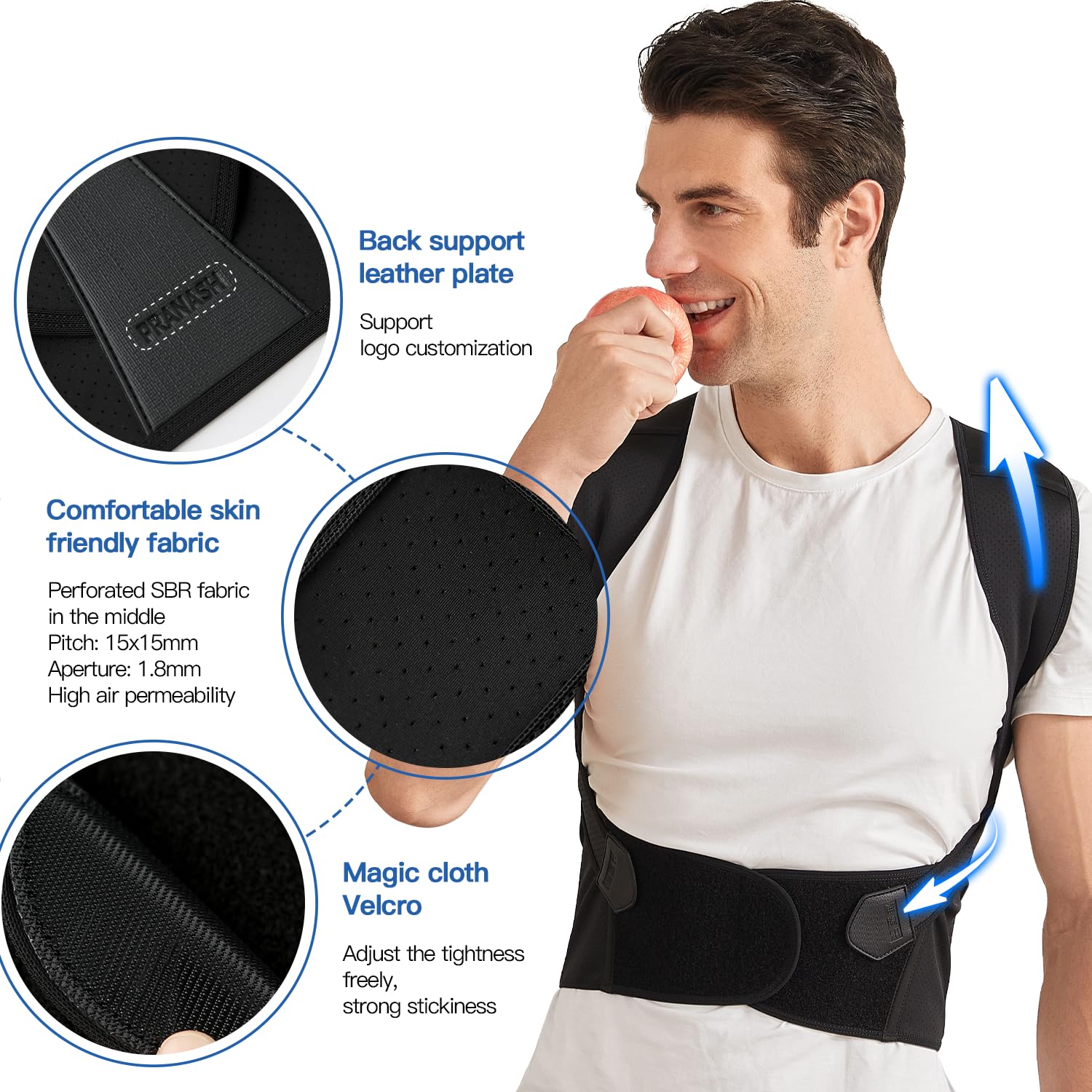 Close-up of the adjustable Velcro straps on the ShopArc Posture Corrector Belt.