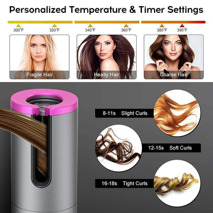 Cordless Automatic Hair Curler with LCD Display - Hair Fashion - Shoparc