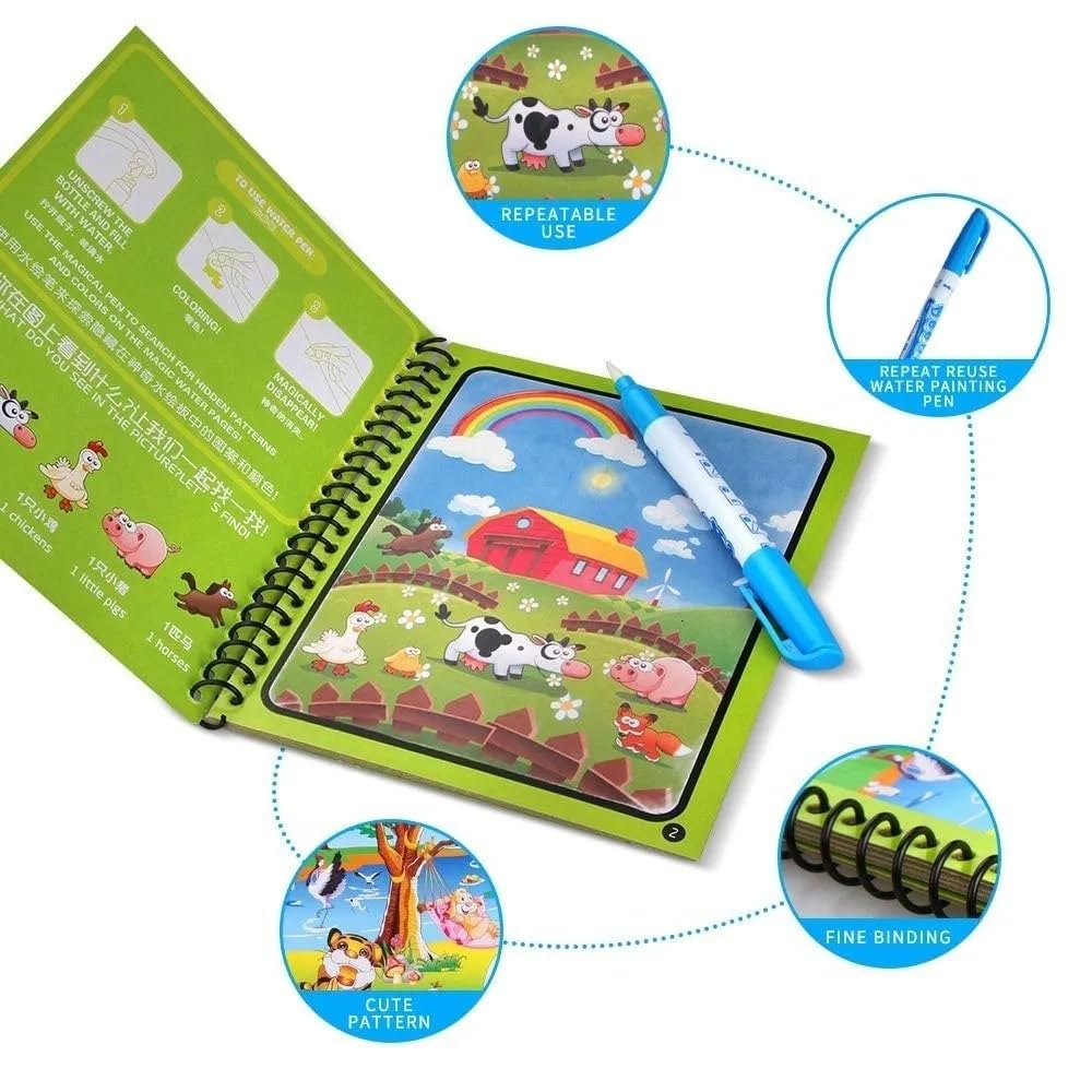Magic Water Colouring Books (4 books + 4 Pens) - Shoparc