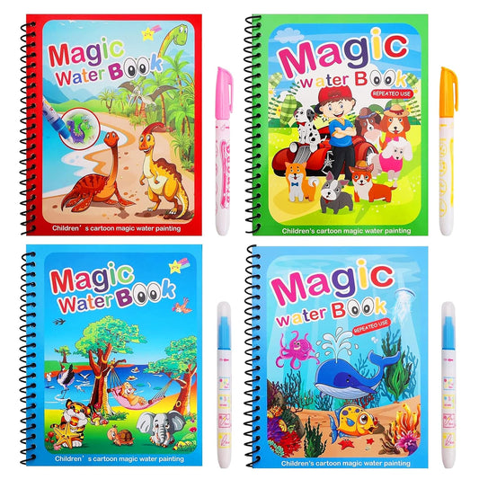 Magic Water Colouring Books (4 books + 4 Pens) - Shoparc