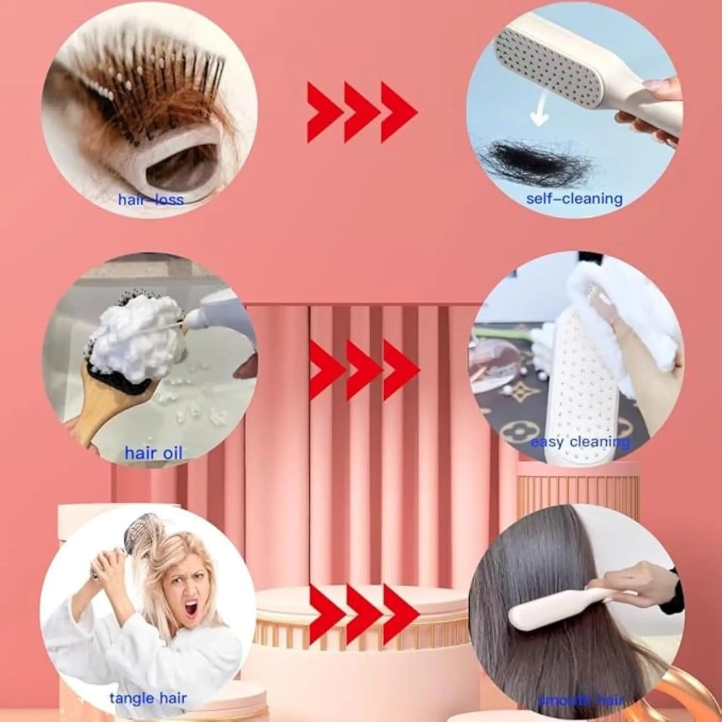Self - Cleaning Hair Brush - Hair Fashion - Shoparc